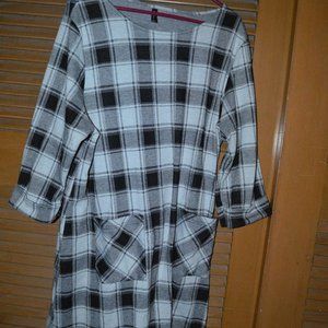 Massini Plaid Black and White Sweater Dress 2X